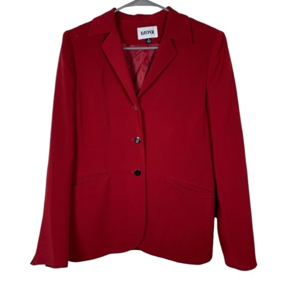 Kasper RED Blazer Suit Jacket ONLY Christmas Holiday Valentines Size 8 EUC #0023